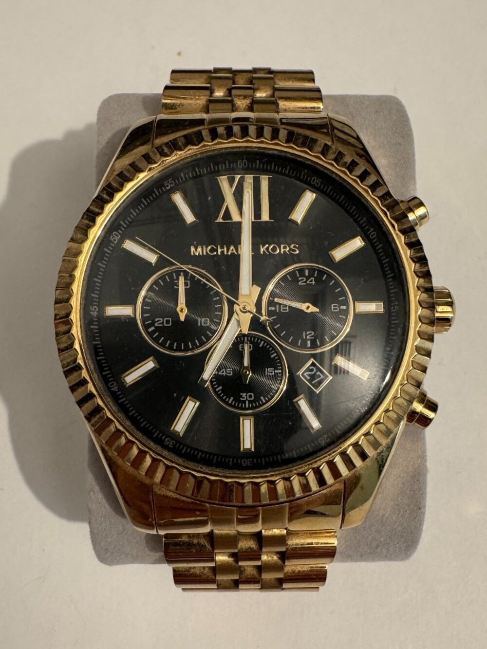 Michael Kors MK8286 Lexington Chronograph Black Dial Gold-tone Men's Watch